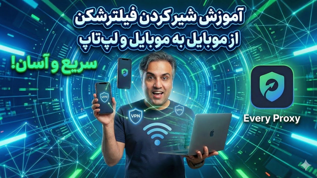 آموزش شیر کردن فیلترشکن موبایل به لپ تاپ و گوشی دیگر (سریع و آسان با Every Proxy)