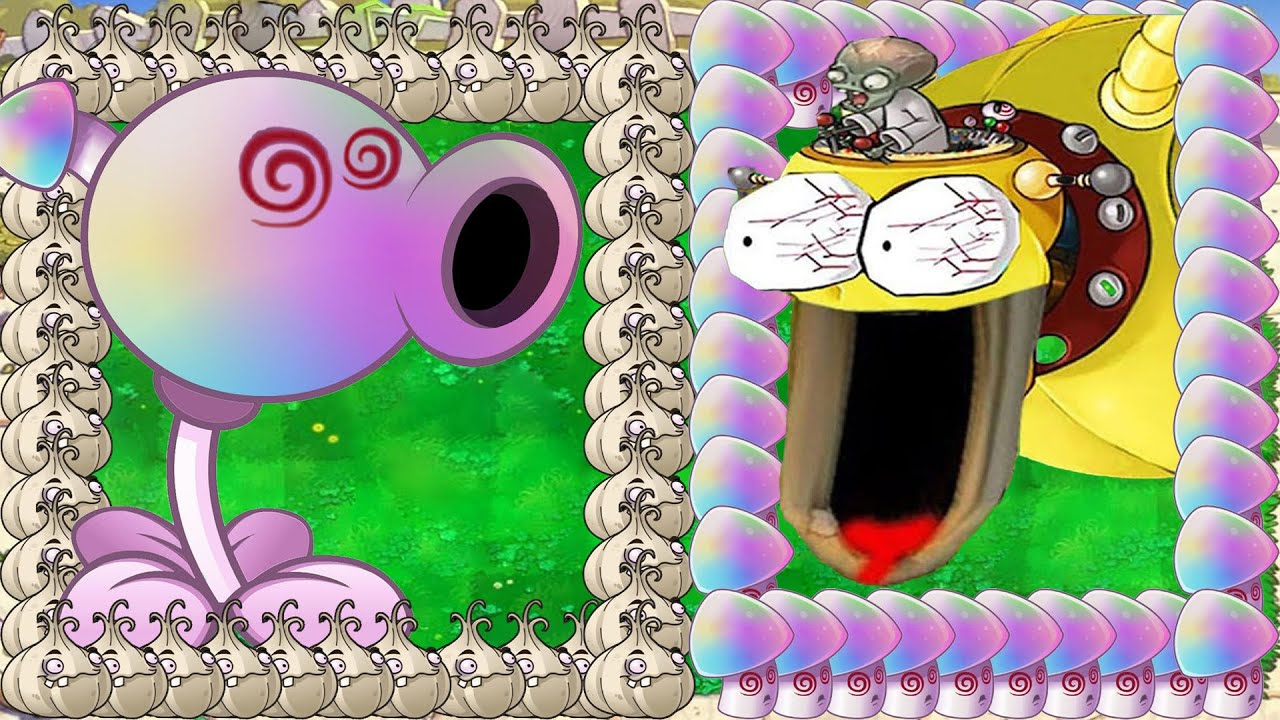 Hypno Peashooter Melon X Hypno Galic Shroom vs Giga Zomboss vs Gargantuar - Plants vs Zombies Hack