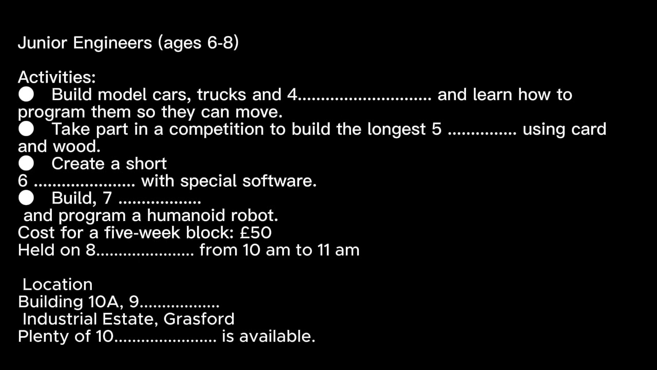LISTENING PART 1   CHILDREN'S ENGINEERING WORKSHOP #ielts #listening #part1