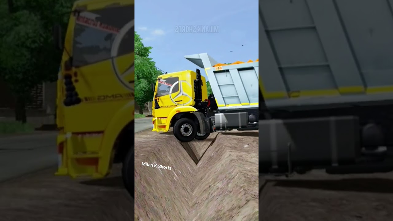 Tipper Truck On Pothole 😀😀 #shorts