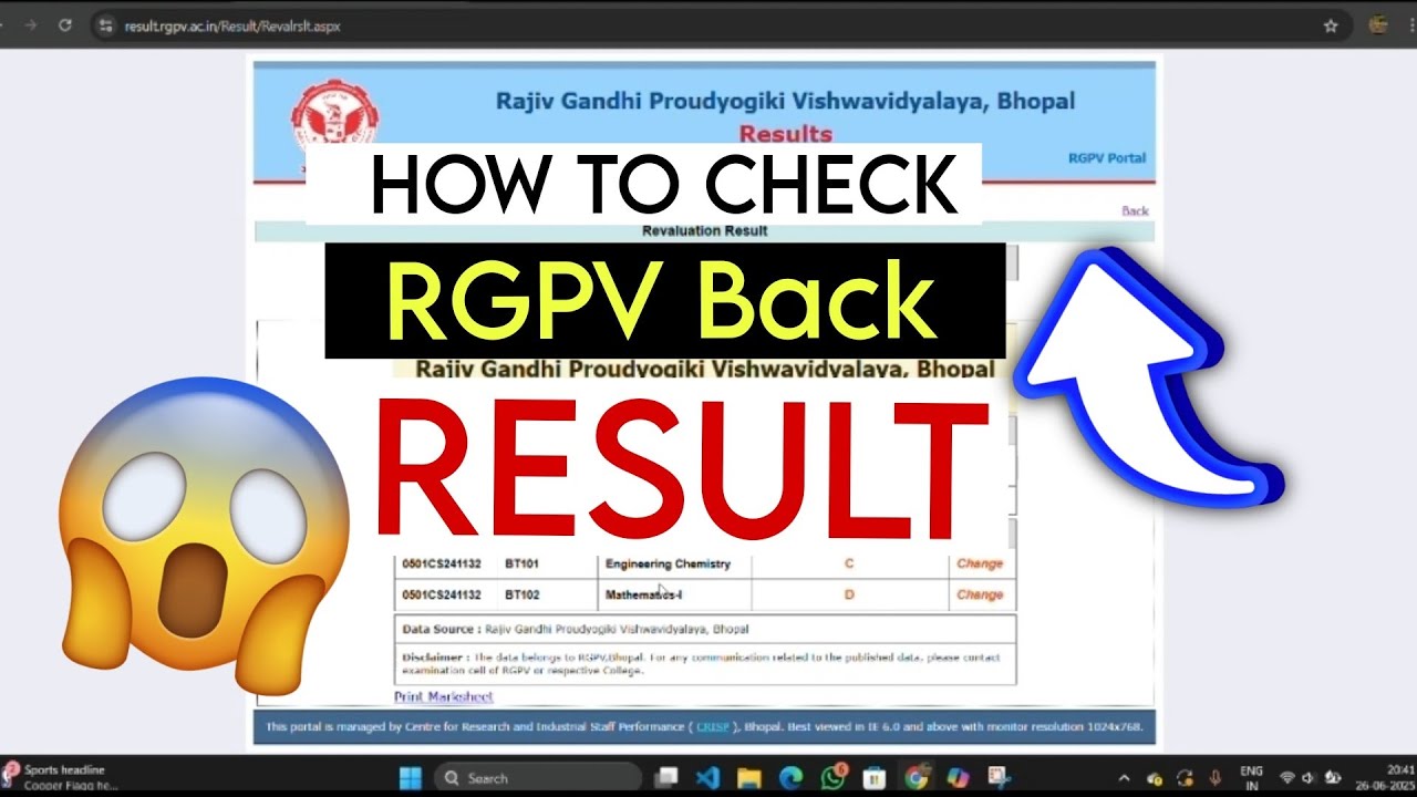 HOW TO CHECK RGPV Back Result Latest News 😍Watch Now