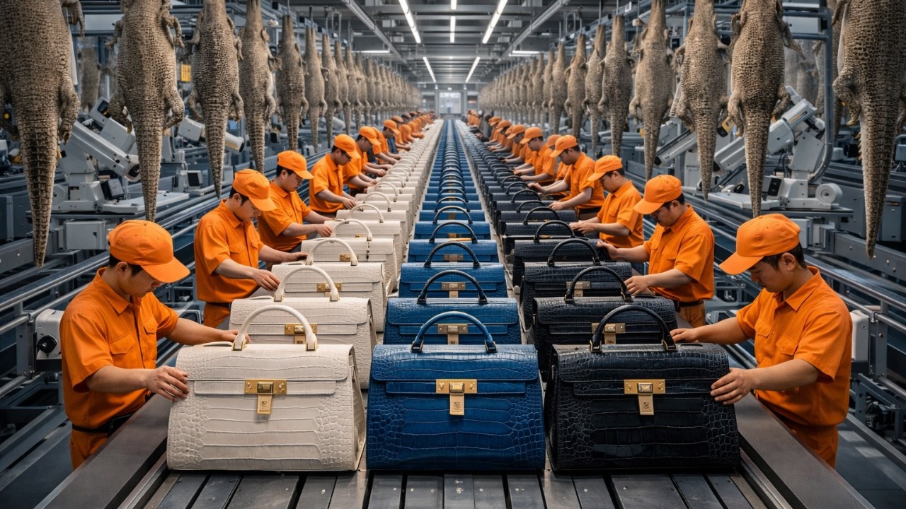 Inside the Crocodile Leather Factory  How Exotic Skins Become $50,000 Luxury Handbags (Full Process)