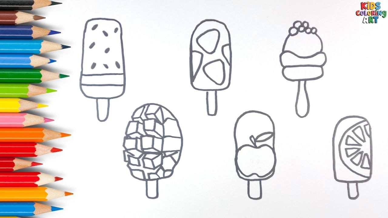 How to Draw Different Fruit Popsicles Easy Step by Step | Drawing for Kids