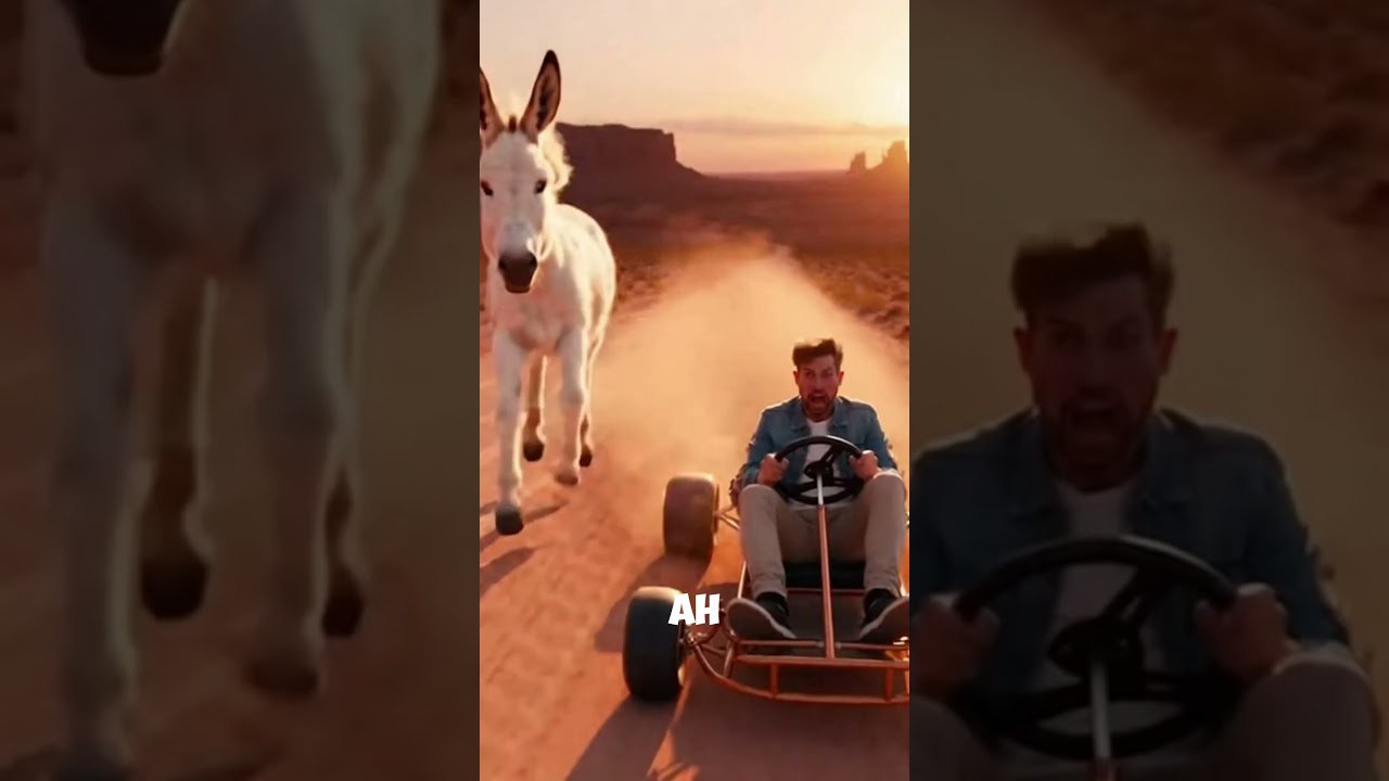 A DONKEY RACING A GO-KART?
