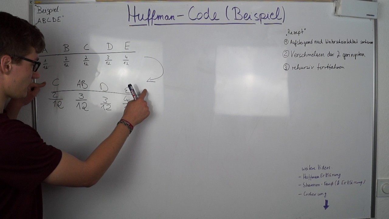 Huffman-Code (Huffman coding) Beispiel (Example) | Digitaltechnik
