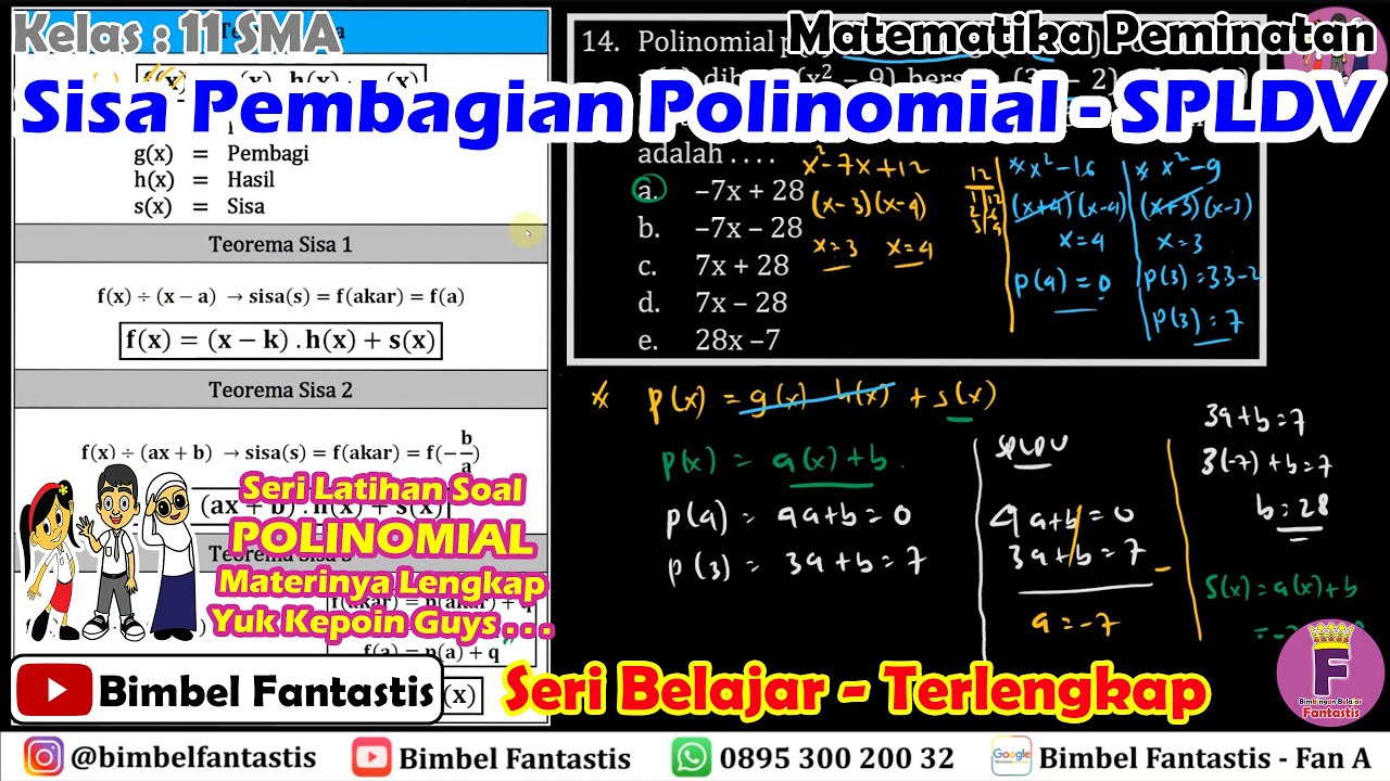 Sisa Pembagian Polinomial - SPLDV || Seri Belajar || No 14 || 2022/K11/S2/MP/B1/UK4 | Mtk Peminatan