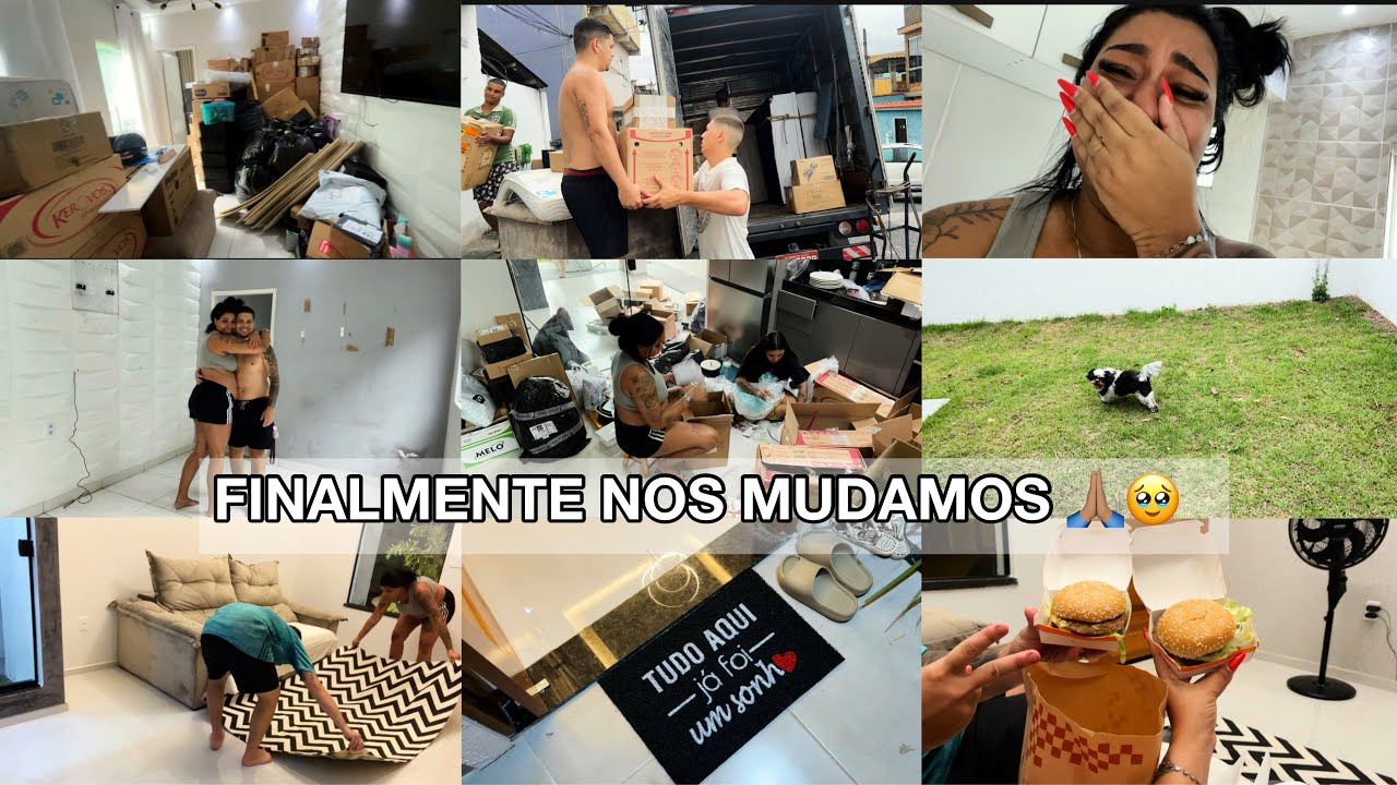 VLOG: Dia da mudan&ccedil;a| CORRERIA TOTAL| Organizamos uma parte da bagun&ccedil;a+Primeiro dia na casa nova ✨❤️