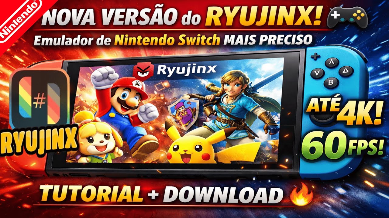 🚀 NOVA VERSÃO do RYUJINX! 🎮 Emulador de Nintendo Switch MAIS PRECISO  TUTORIAL + DOWNLOAD 🔥