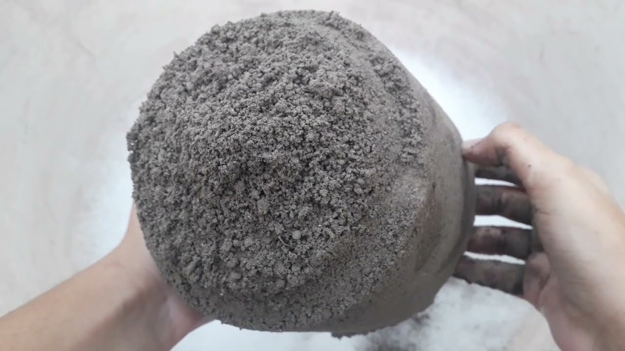 Ashes pure cement buckets foamy water Crumble..+ dip super creamy dusty satisfying video ASMR.