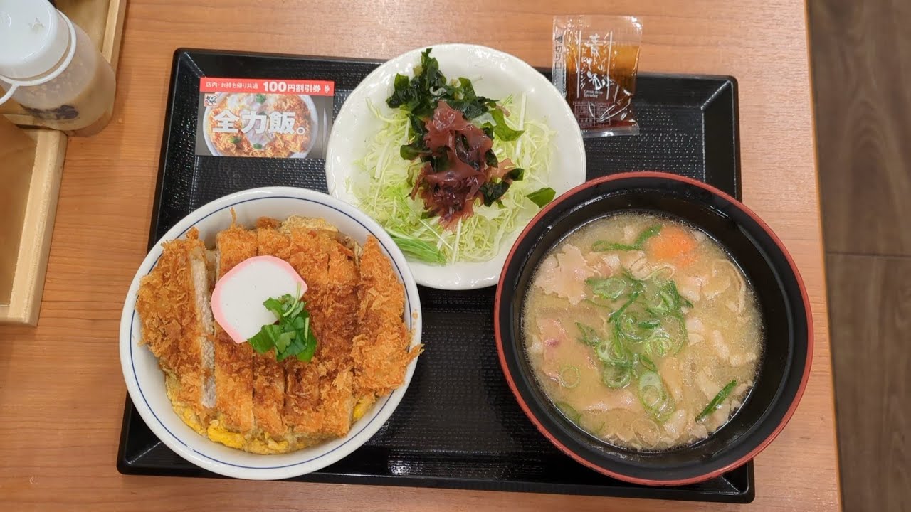 かつやの出汁醤油カツ on the 親子丼(竹)