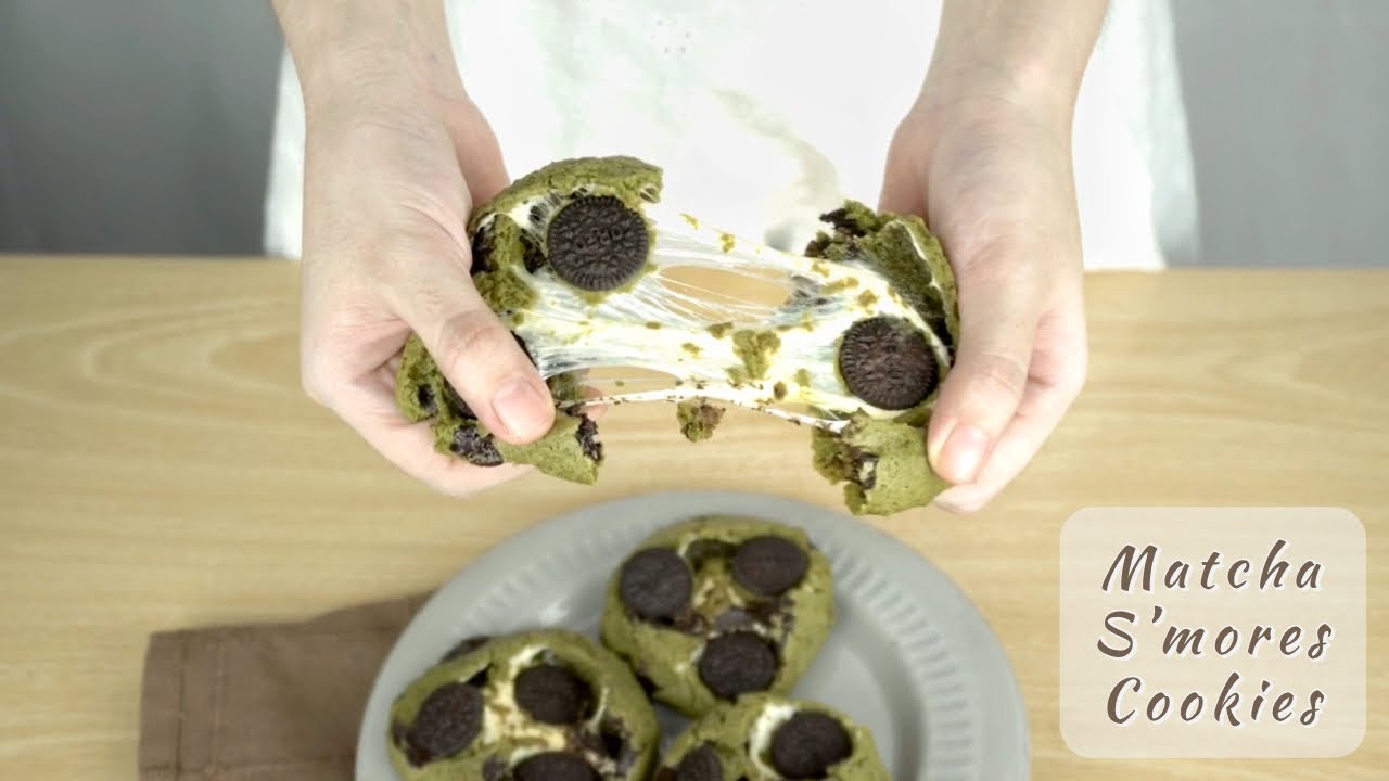 말차 스모어 쿠키 Matcha S’mores Cookies | Oreo | Marshmallow | Recipe | ASMR | Bunnybunnie.kitchen