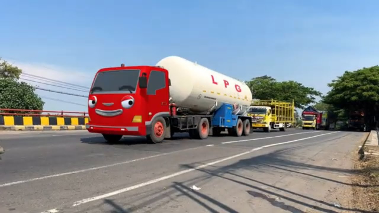 Semua Mundur !! Wow Ada Truk Kontainer Besar, Truk Tangki Pertamina, Truk Molen Mirip Tayo & Sahabat