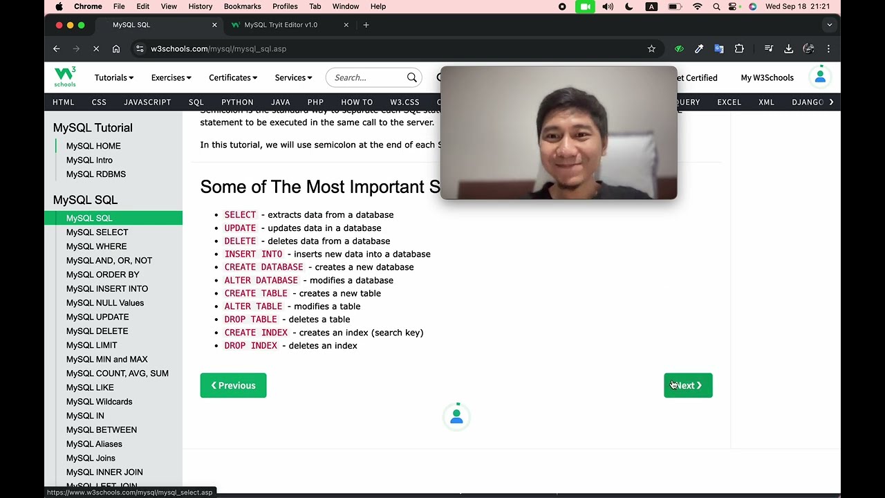 Belajar MySQL dasar untuk pemula menggunakan web w3schools.com | Part #1 MySQL SQL