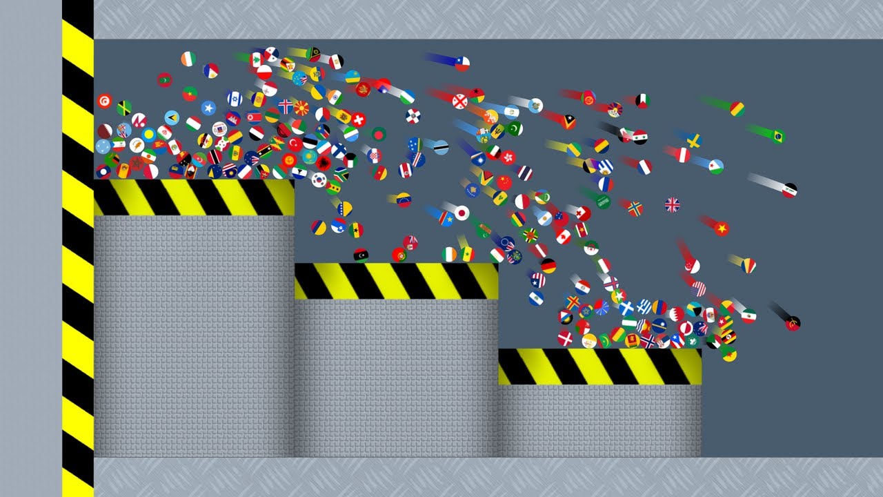 Shutter Crush #2 - Marble Race Countries in Algodoo