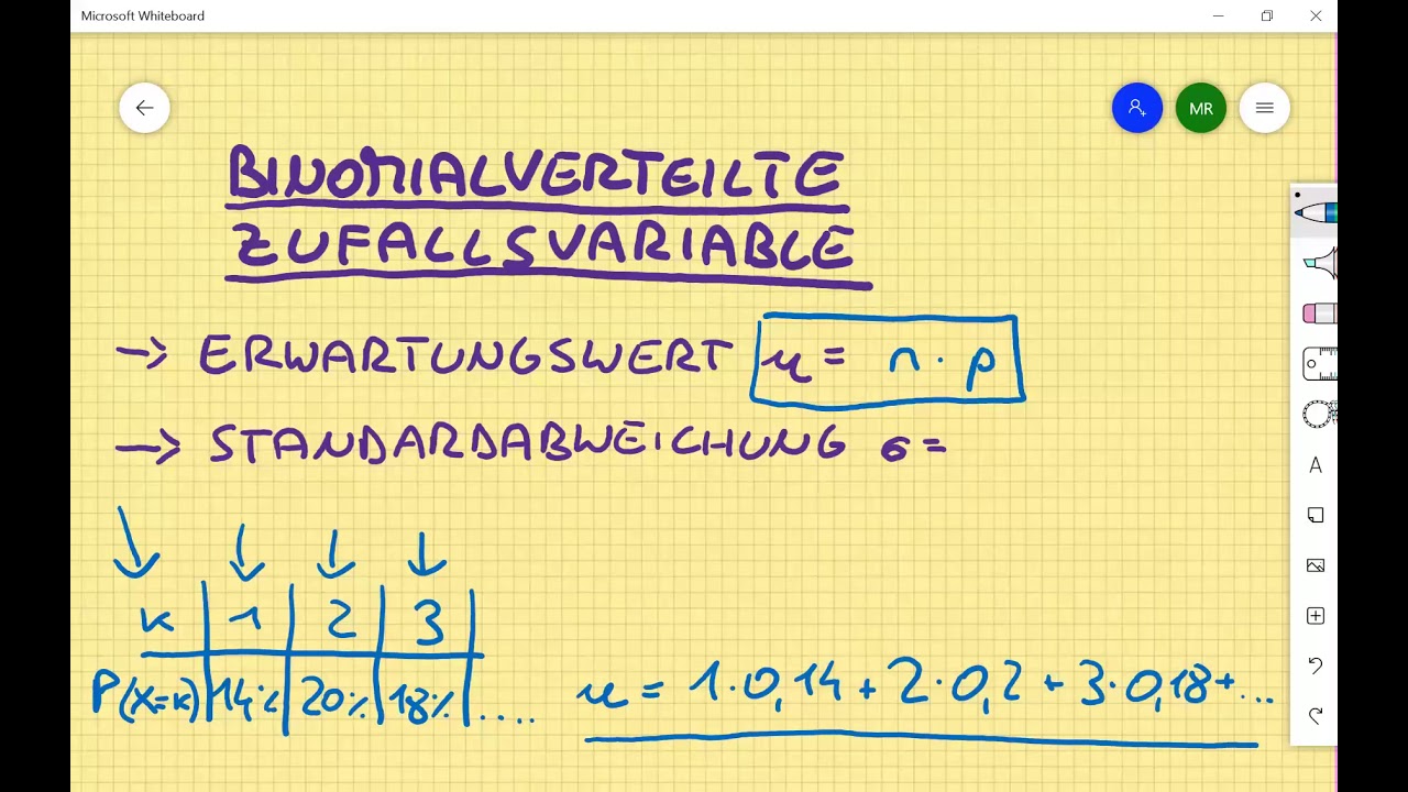Erwartungswert und Standardabweichung einer binomialverteilten Zufallsvariable