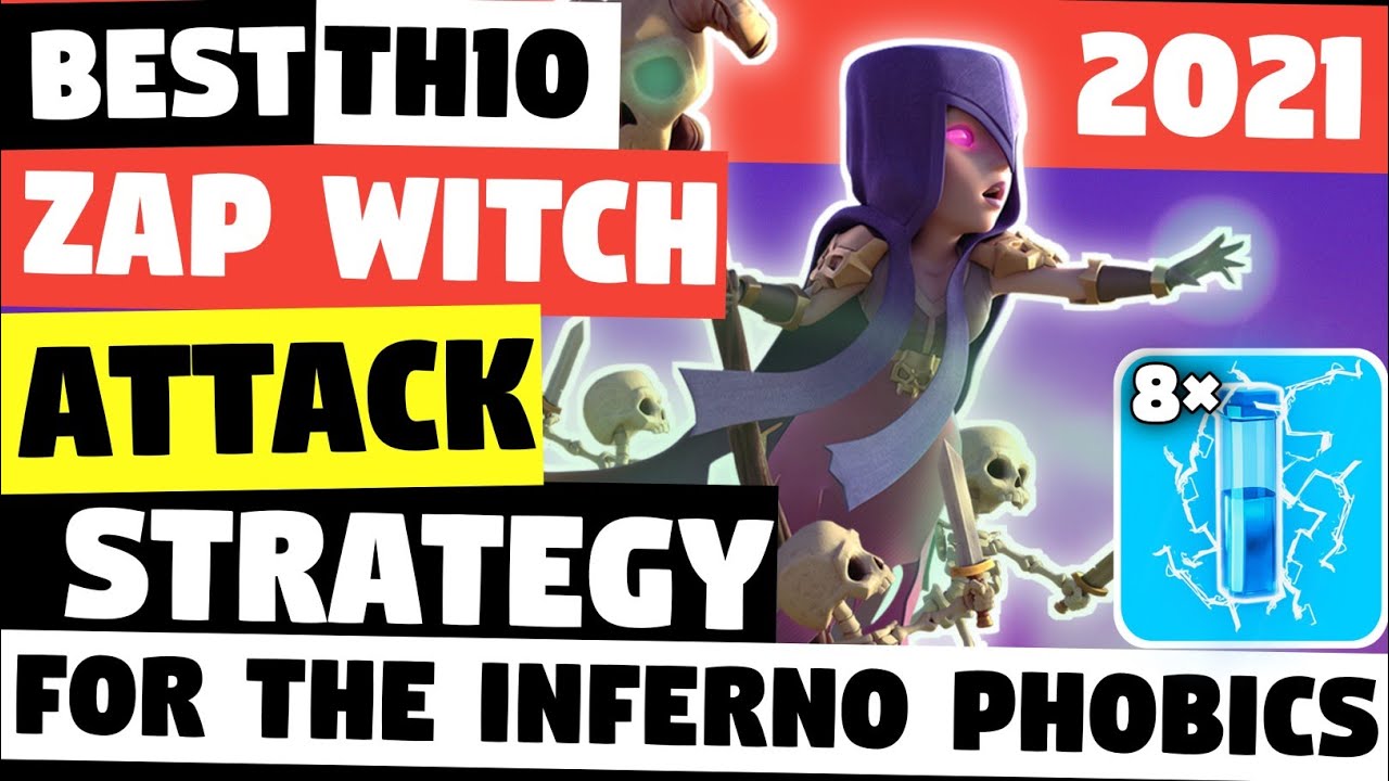 TH10 Zap Witch Attack Strategy 2021 | Best TH10 Golem Witch Bowler Attack | Cash Of Clans
