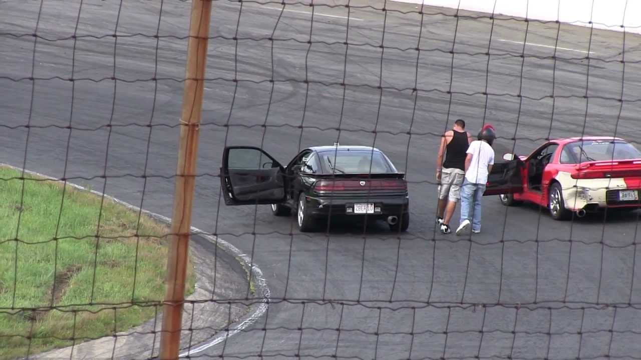 8.05.2012 Seekonk Speedway Spectator Drag Crash Eagle Talon vs mitsubishi