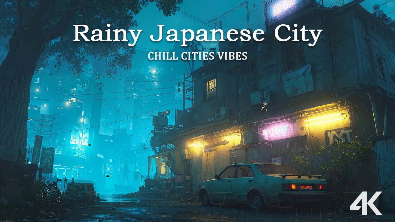 Relaxing Rain Hours in Japanese City ☔🌧️ Retro Neon Streets & Lofi Hip Hop Mix | Chill Cities Vibes