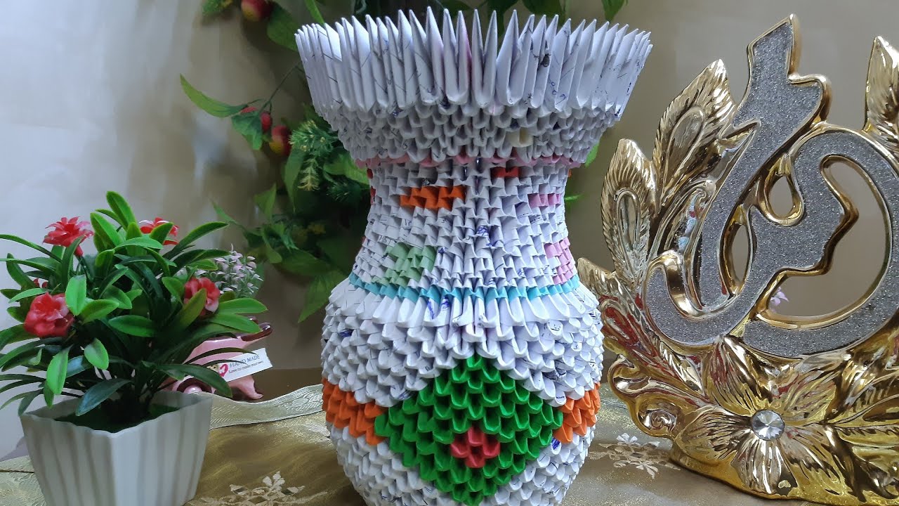 كيفية صناعة مزهرية ( فازا ) من الورق . ( How to make paper bowl ( vase