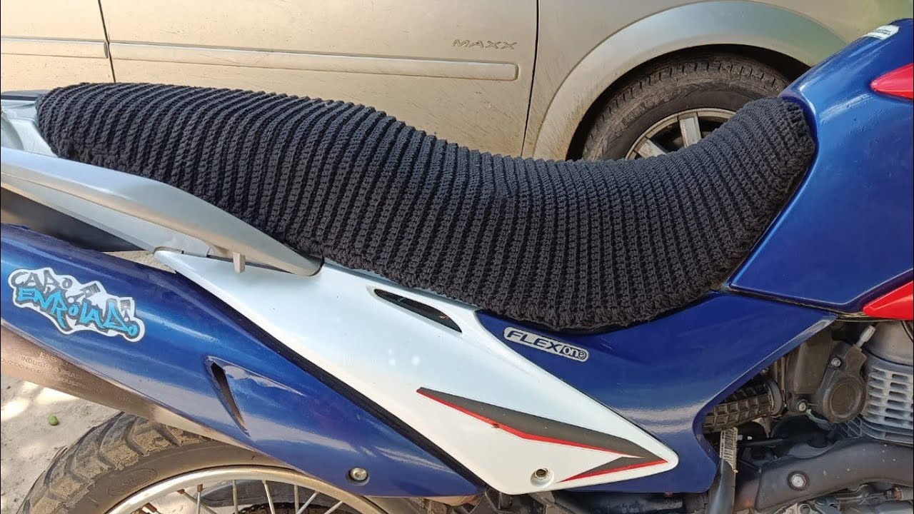 capa para banco de moto, feita em crochê. 2 parte