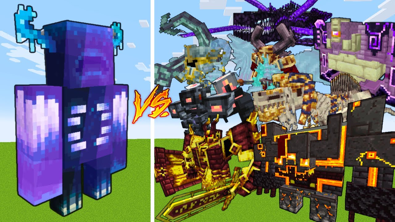 Fully Enchanted Warden VS L_Ender's Cataclysm Bosses / Minecraft Mob Battle