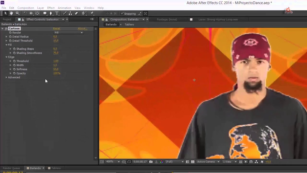 34.- Curso de After Effects. A&ntilde;adir efecto Cartoon a un video.