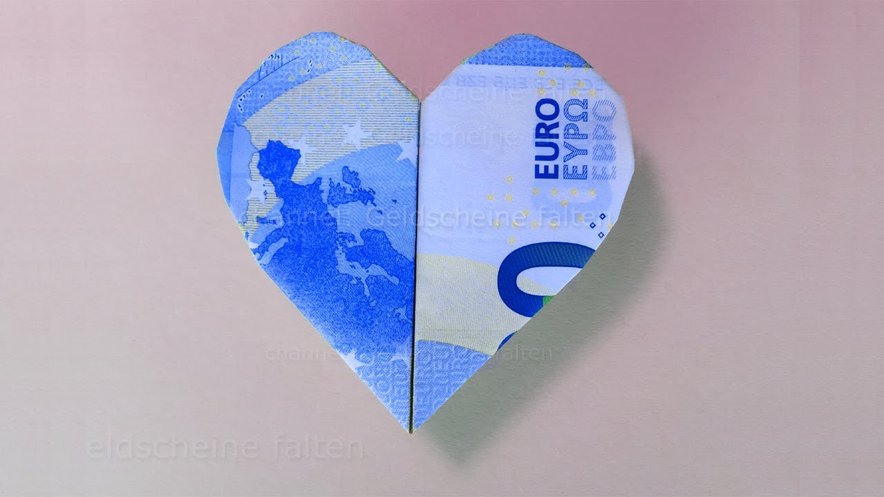 Geldscheine falten Herz ❤ Einfaches Herz aus Geld falten für Geldgeschenke - Origami Herzen