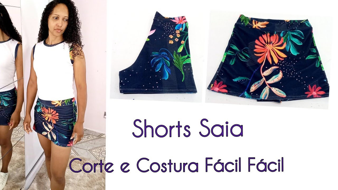 Como fazer Shorts Saia Corte e Costura  Conjunto feminino (Parte2)