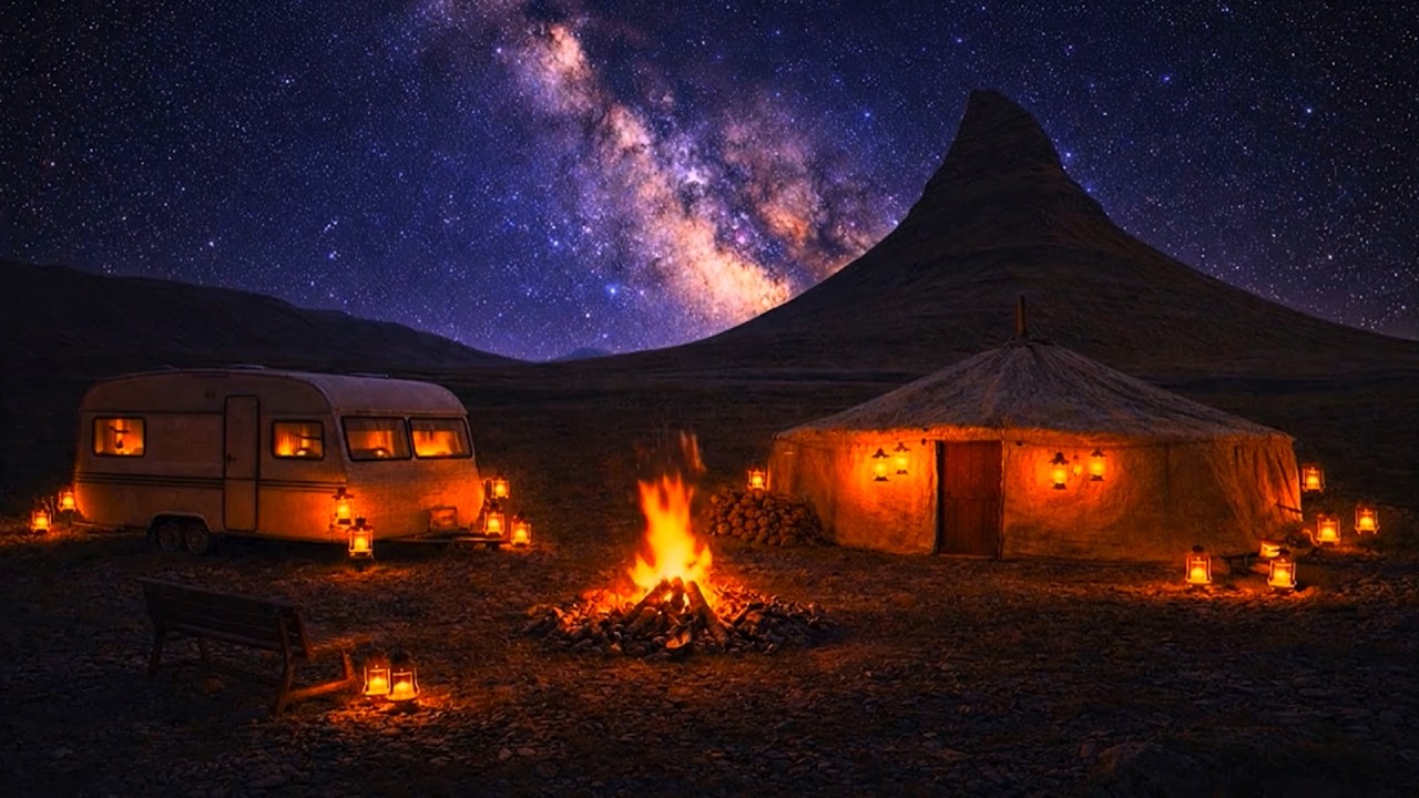 🔥 Relaxing CAMPFIRE & Stars | Iceland Wilderness | Cozy Fire Sounds - Relax & Unwind - ASMR Nature