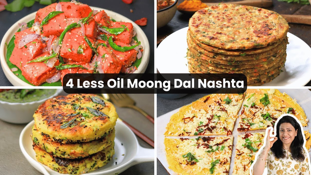 4 Healthy मूंग दाल से नाश्ता  | Less Oil Breakfast Recipes | Snacks Recipes Part-18 | MintsRecipes