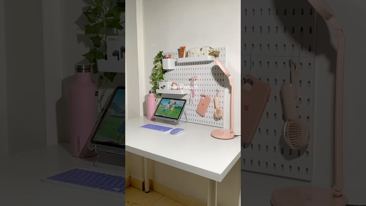 DESK SETUP | SHOPEE HAUL DESK DECOR #pegboard #skadis #deskdecor #desksetup #desk #aestehtic
