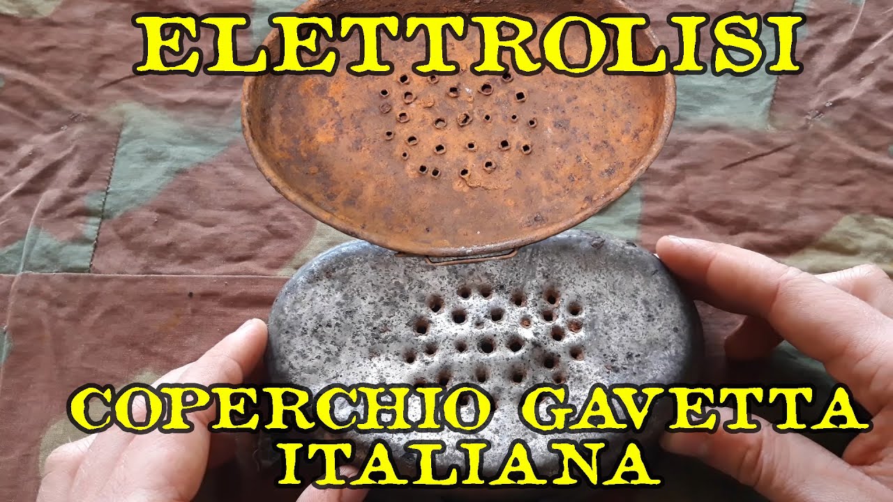 Elettrolisi - pulisco un coperchio di gavetta italiana