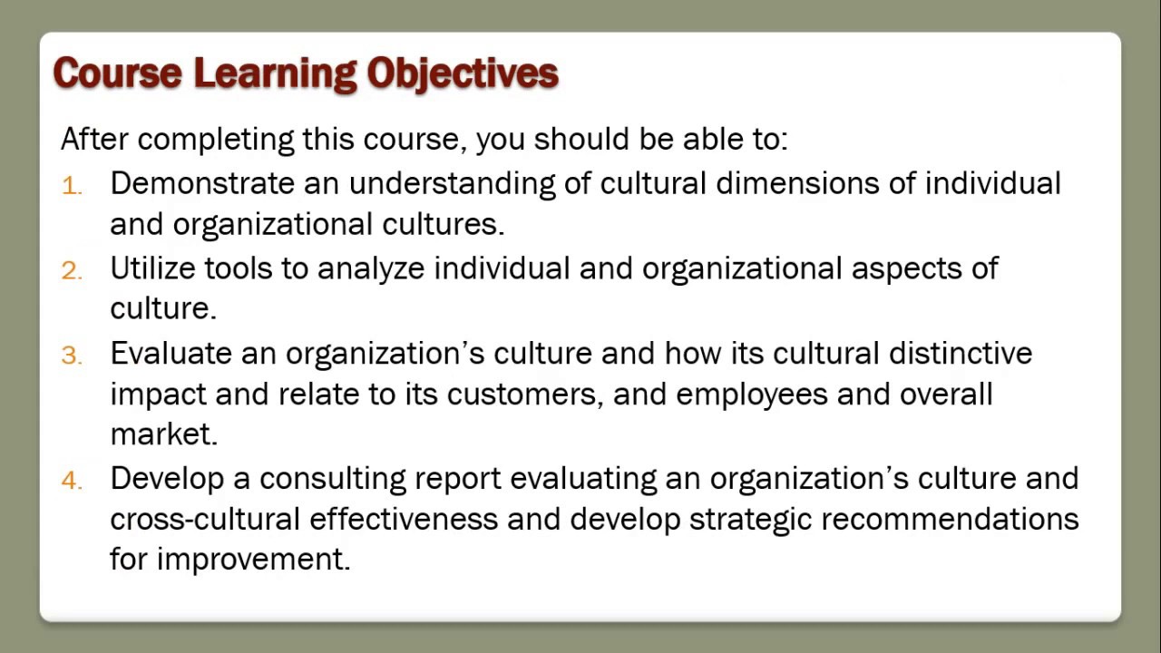 Cross-Cultural Management Course Part 1