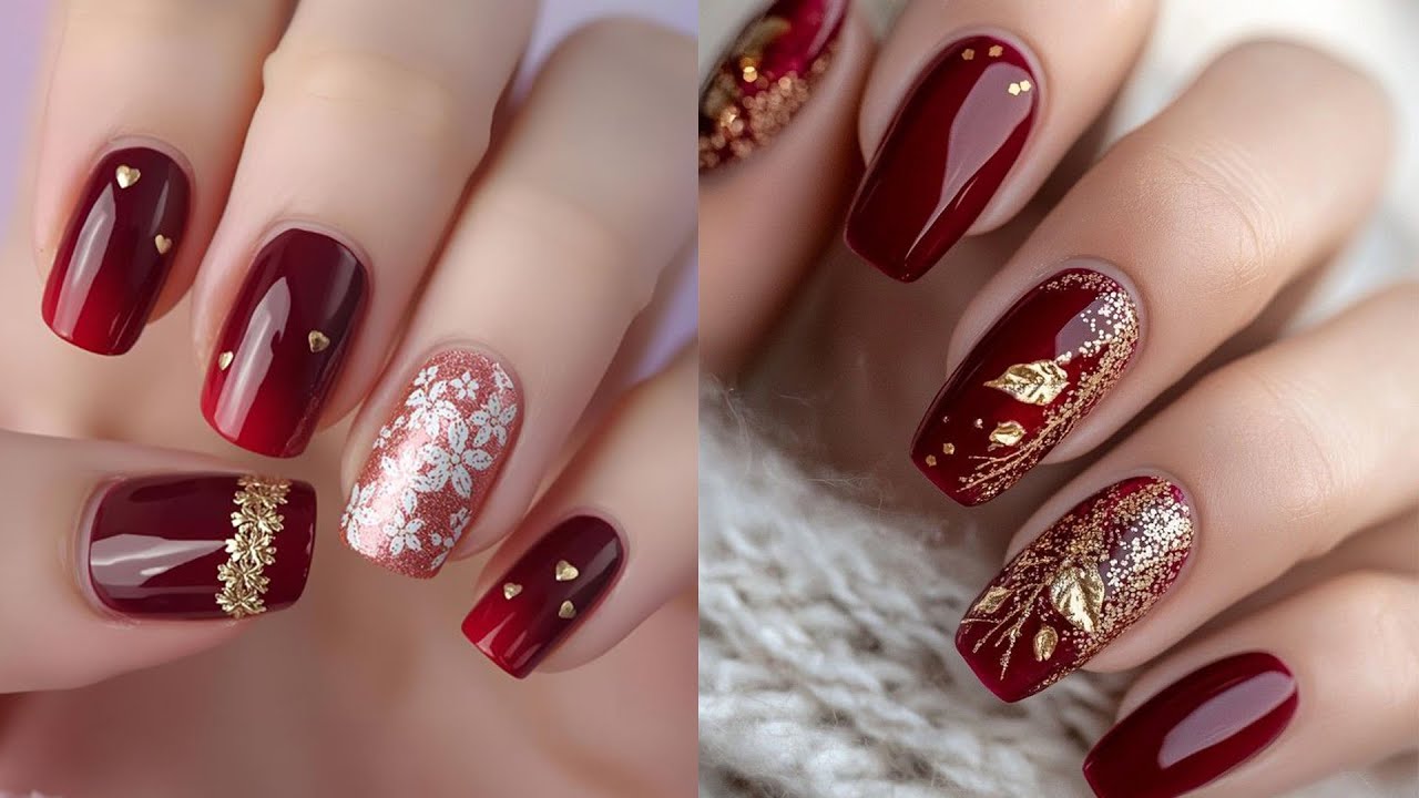 Simple Nail Art Designs At Home Nail Inspo Maroon Nail Art Designs #nails #latest #nailinspo