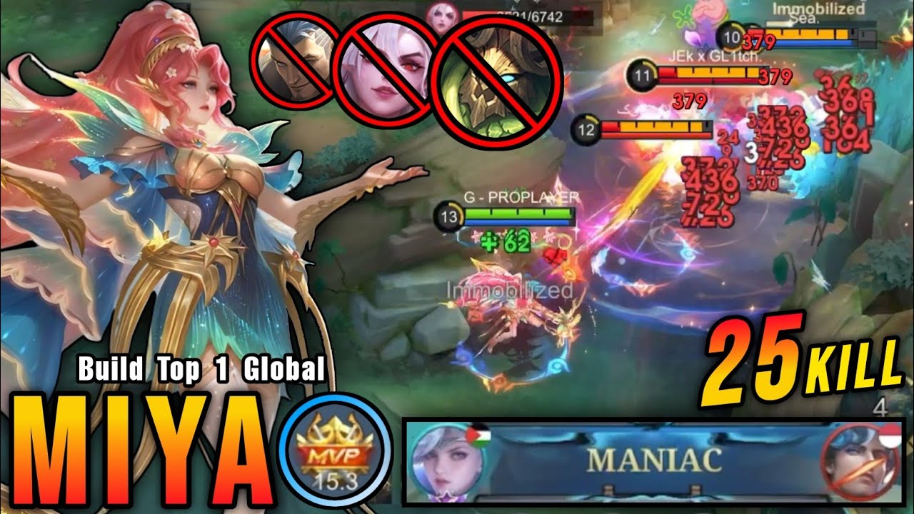 25 Kills + MANIAC!! Super Deadly Miya with Trinity Build!! - Build Top 1 Global Miya ~ MLBB
