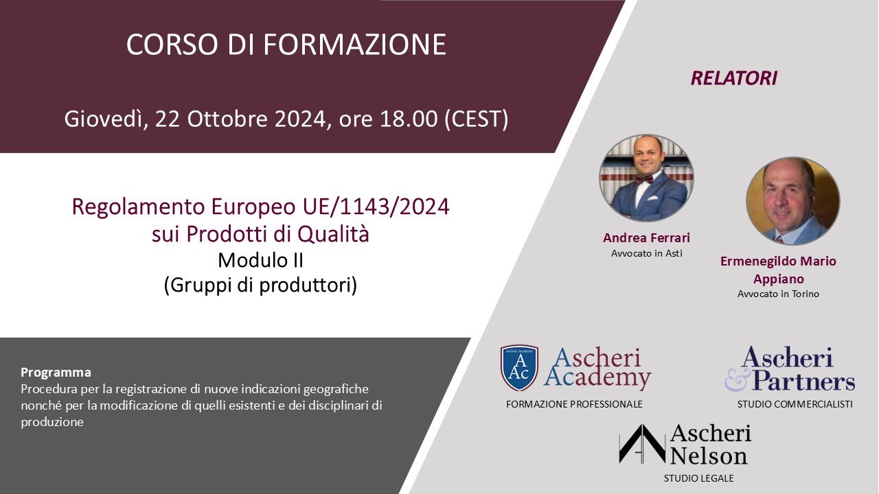 Regolamento Europeo UE/1143/2024 sui Prodotti di Qualità - Modulo II