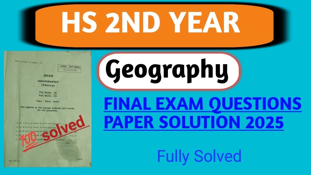 Hs 2nd year Geography final Exam question paper solution 2025 asseb I Can Help You