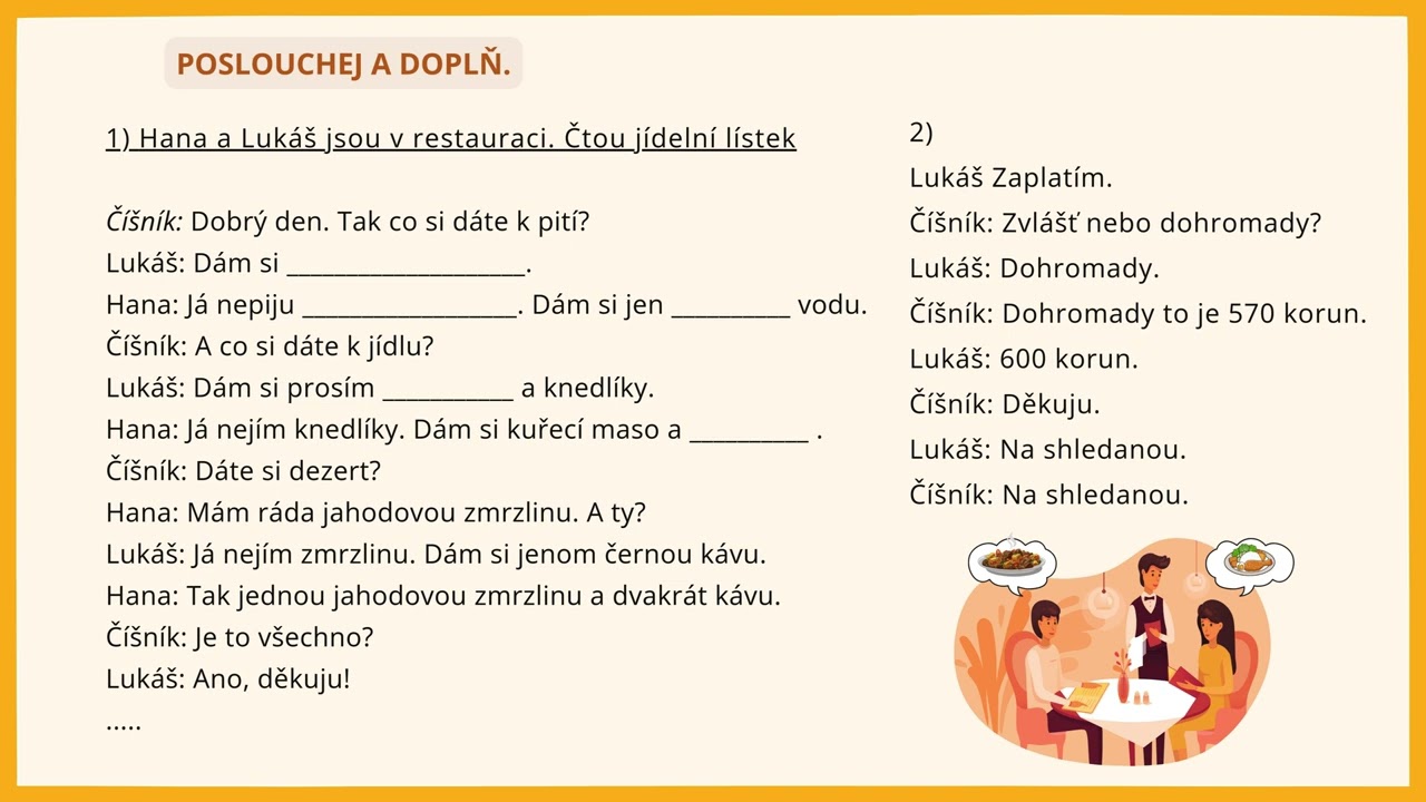 Konverzace v restauraci. (Czech for foreigners).