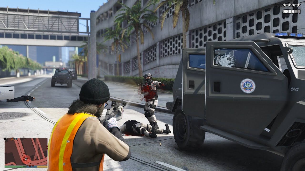 GTA V Airport Shootout + 10 Star Police Chase Escape(RDE 4.0.3)