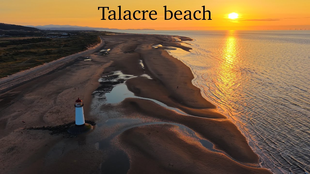 Beautiful Talacre Beach - Point of Ayr Lighthouse - North Wales - Sunset - DJI Air 3s