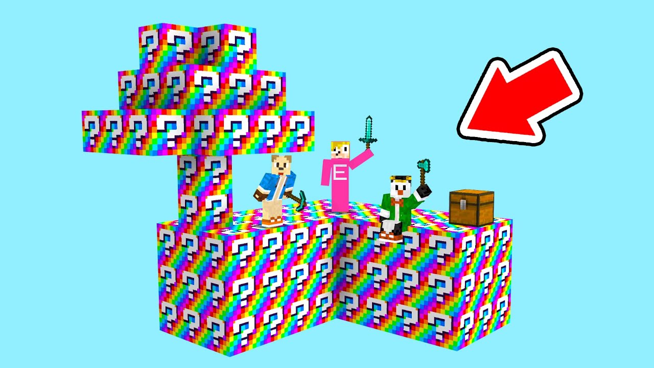 レインボーラッキースカイブロックでマインクラフト【マイクラ】