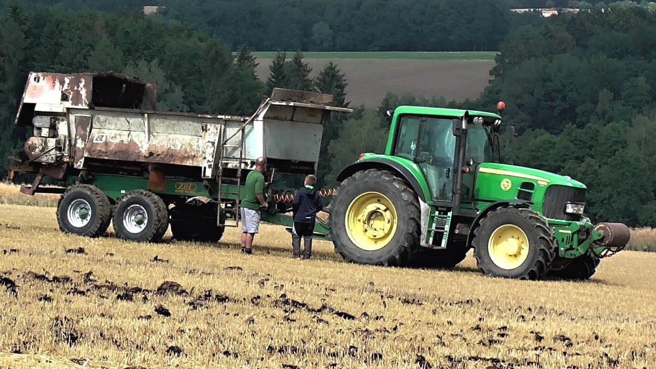 Rozmetání hnoje pod řepku |Podorlické ZD Ohnišov| //Full HD// *50fps* John Deere, KNB 250