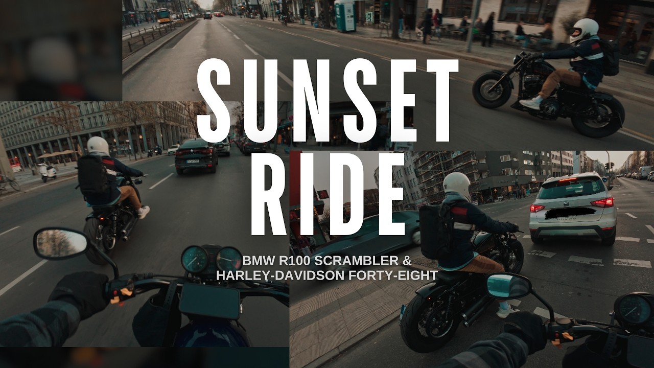 Sunset Ride| Raw Exhaust Sound | POV | BMW R100 &  Harley-Davidson Forty-Eight |