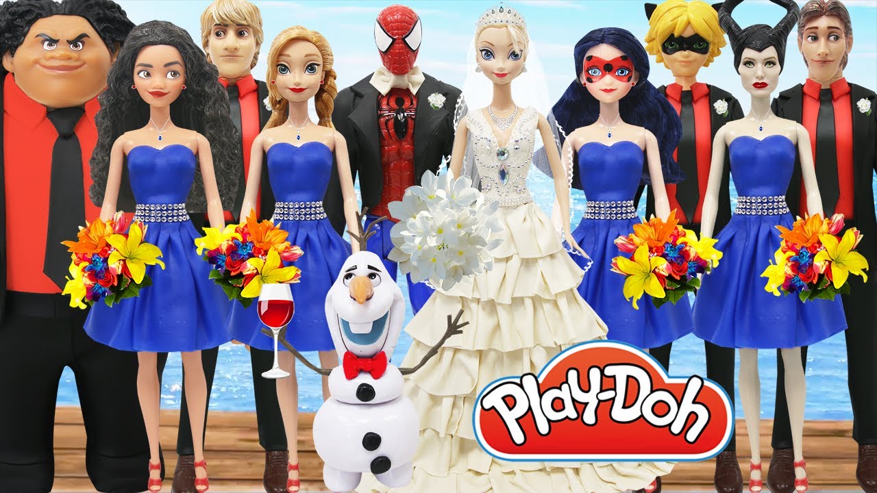 Play Doh Wedding Dresses Spiderman Elsa,  Disney Princess Couples Inspired Costumes