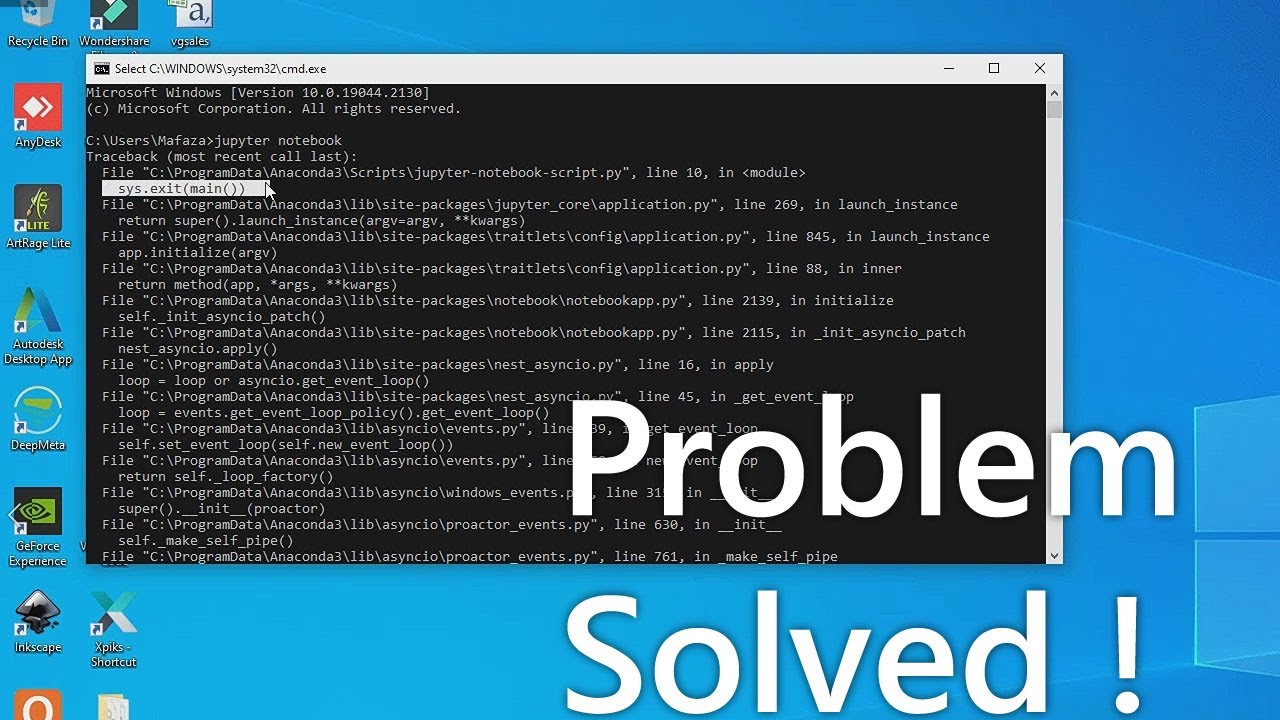 Jupyter notebook not opening sys.exit(main()) error | FIXED