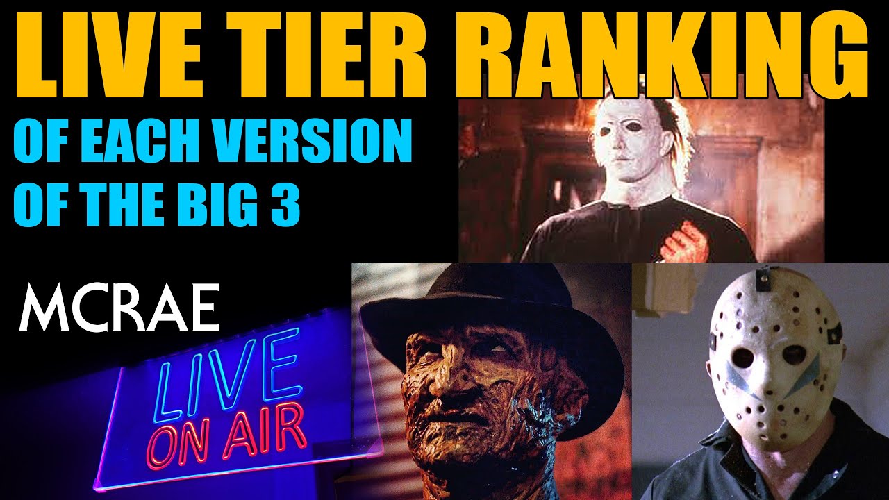 MCRAE LIVE #256 - Tier Ranking: Each Version Of Michael Myers, Freddy Krueger, Jason Voorhees.