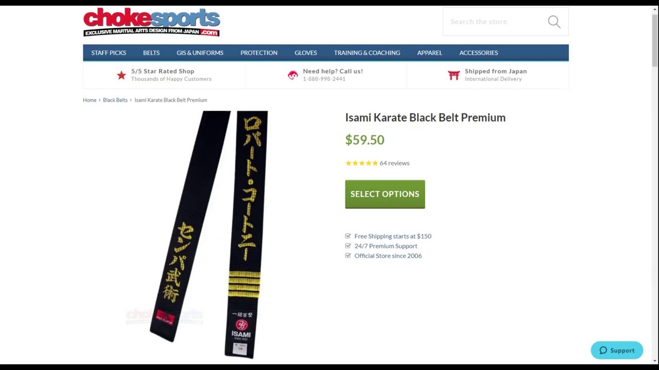 How to order custom Isami Karate Black Belt from ChokeSports.com