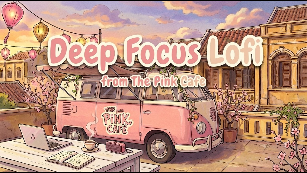 The Pink Cafe Food Trailer ☕ Perfect Study Ambience with Warm Sunset Lofi