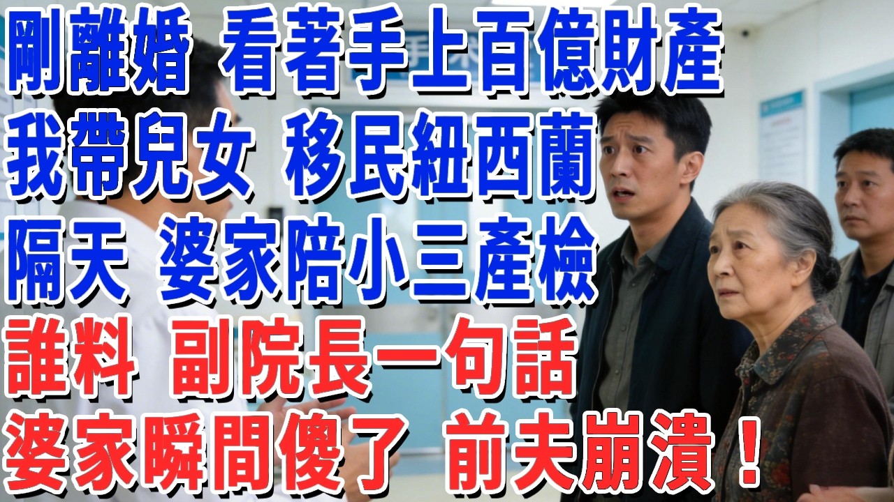 剛離婚 看著手上百億財產，我帶兒女 移民紐西蘭，隔天 婆家陪小三產檢，誰料 副院長一句話，婆家瞬間傻了 前夫崩潰！#妮妮故事會 #情感故事 #老年生活