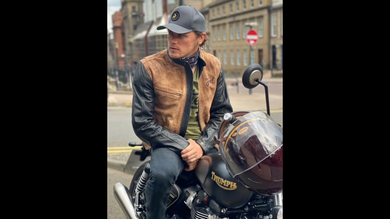 Sam Heughan and his motorbike
